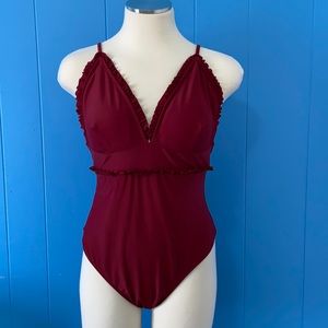 Cupshe maroon one piece bathing suit size XL